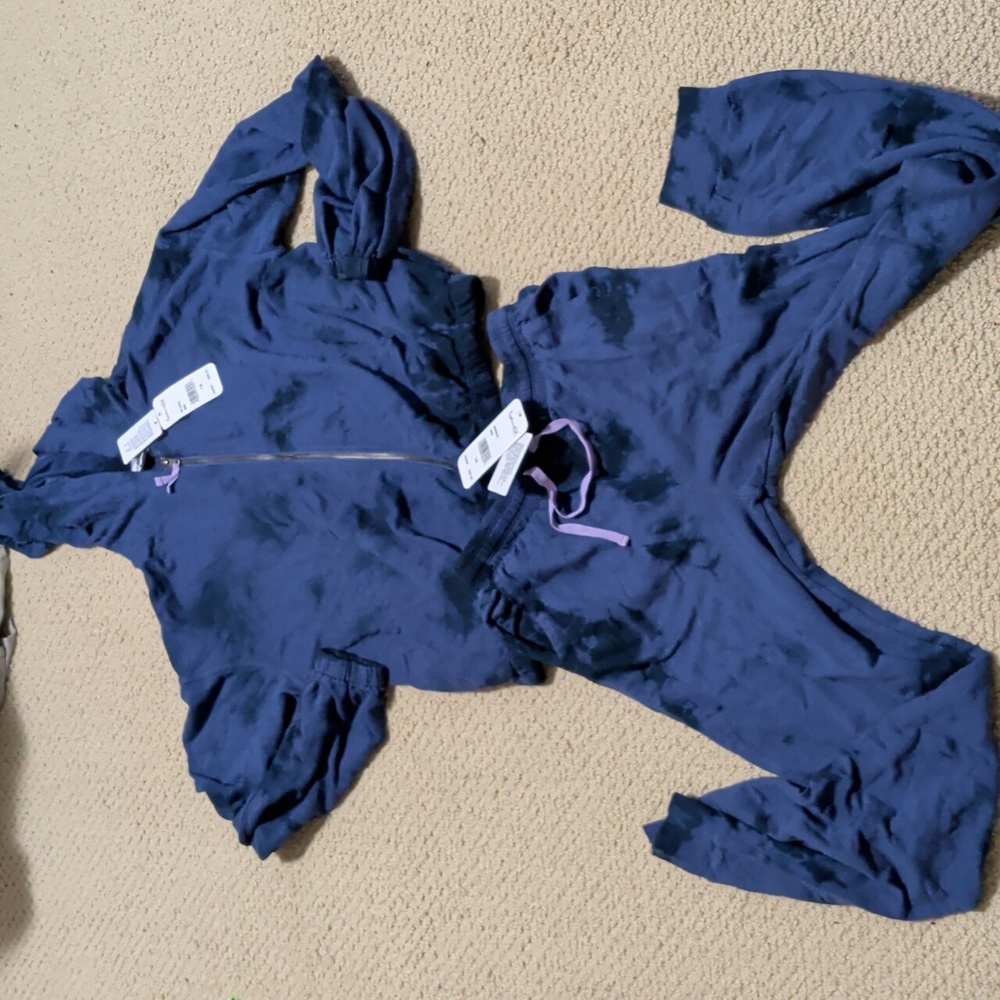 New Splendid Indigo 2pc Zip-Up Hooded Jacket And Pant Set